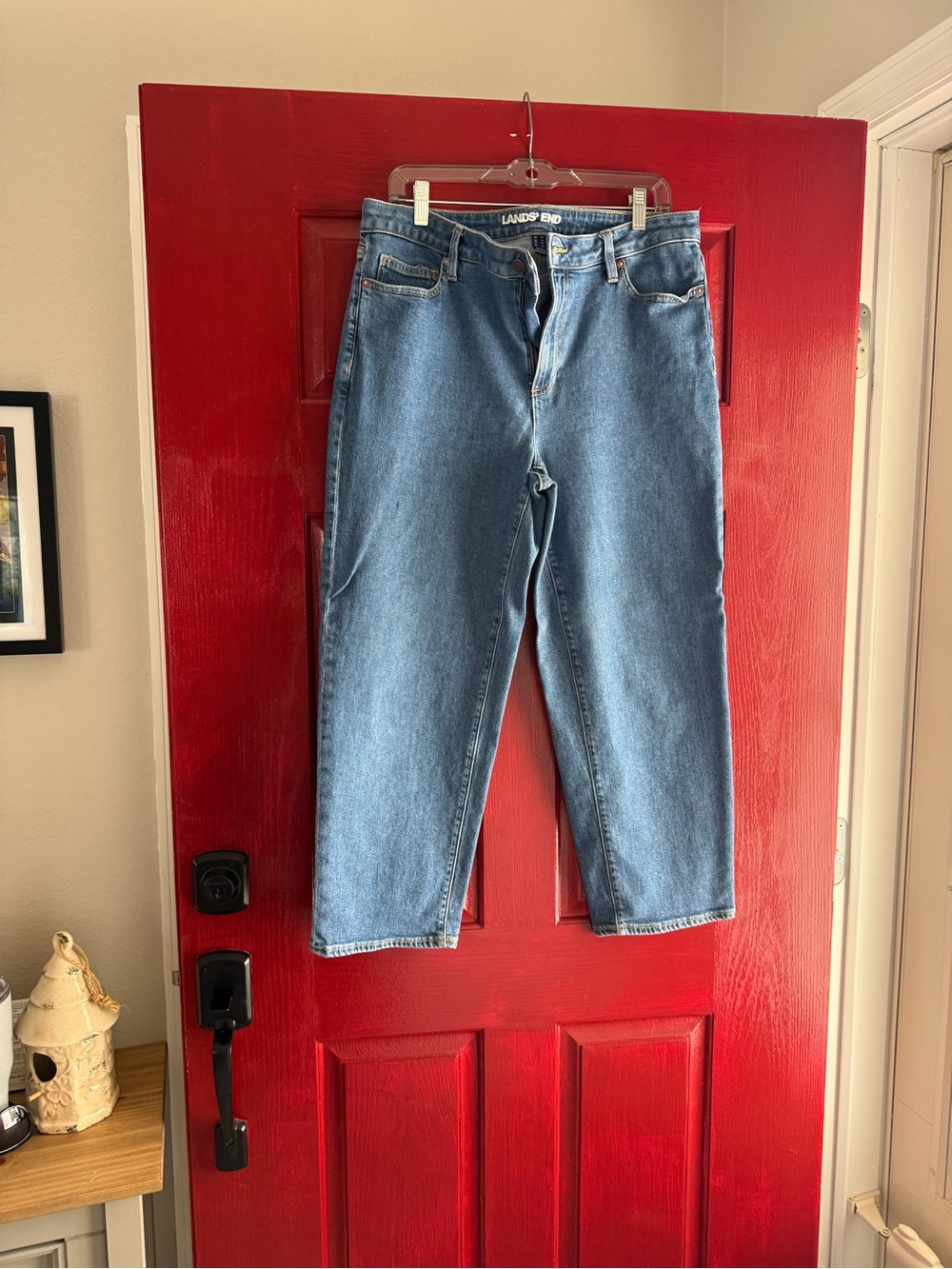 Lands' End Women’s Straight Jeans in Medium Blue Denim